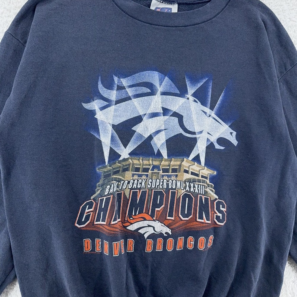 Vintage Denver Broncos Sweater FITS Medium NFL Football Champions Super Bowl 90s
